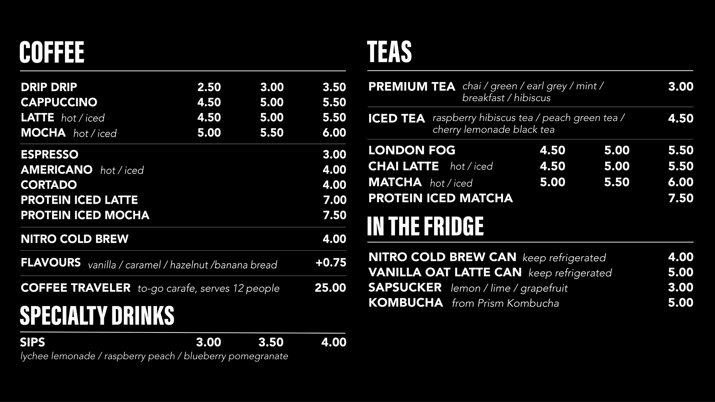 Bridgwater Menu | Empty Cup Collective